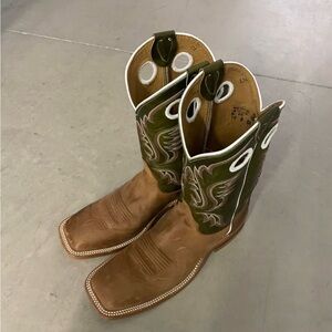 Brown and Green Western Boots